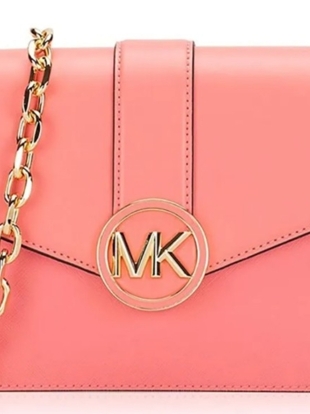 Michael Kors Rose Pink Carmen Leather MK Logo Shoulder Bag